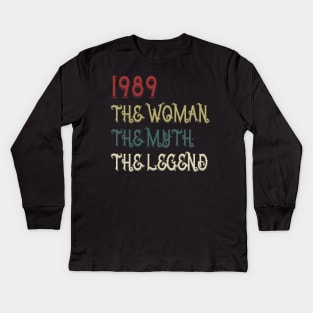 Vintage Retro 31st Birthday Gift Womens 1989 Legend Kids Long Sleeve T-Shirt